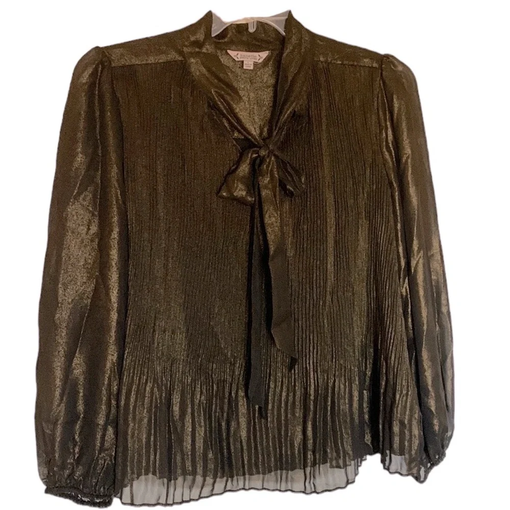 Nanette Lepore Black and Gold NWT top with pleated accents - Picture 3 of 8